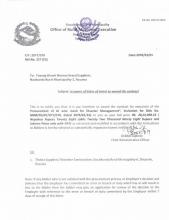 Issuance of letter of intent to award the contract for GI wire mesh for Disaster Management
