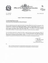 Letter of acceptance of Construction of  Dhunche Bal Mandir Khel Maidan